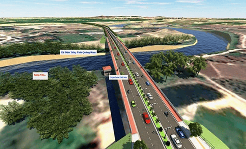 Phối cảnh Dự án cầu Quảng Đà và đường dẫn đầu cầu.